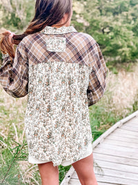 Fall Feels Multi Floral Flannel Button Front Top