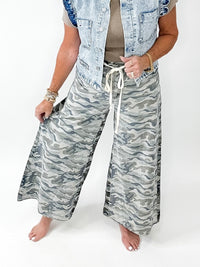 Urban Camo Drawstring Wide Leg Jeans