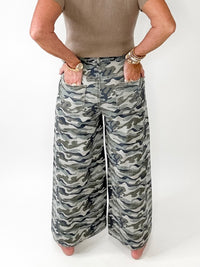 Urban Camo Drawstring Wide Leg Jeans