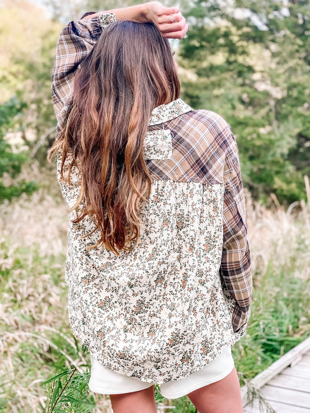 Fall Feels Multi Floral Flannel Button Front Top