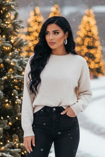 Ivory and Pearl Christmas Sweater Top