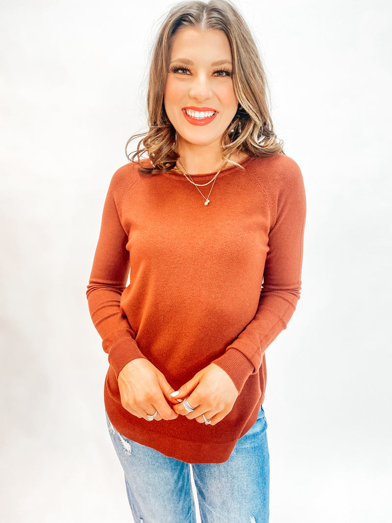 Rust Round Neck Sweater