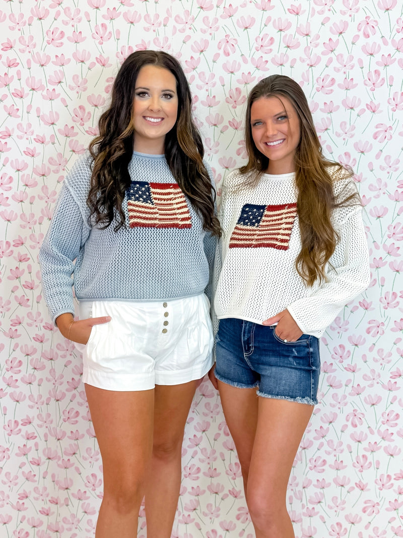 Star Spangled Knit Pullover - White