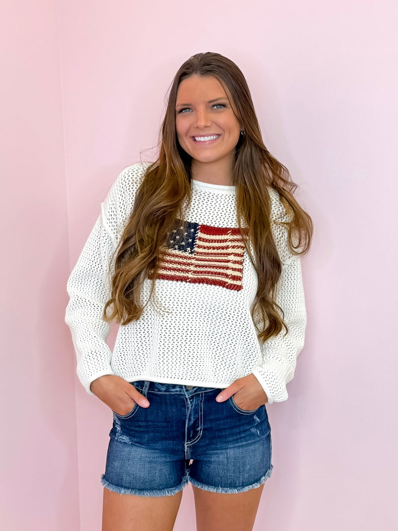 Star Spangled Knit Pullover - White