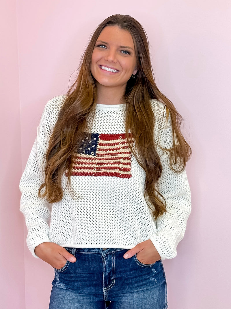 Star Spangled Knit Pullover - White