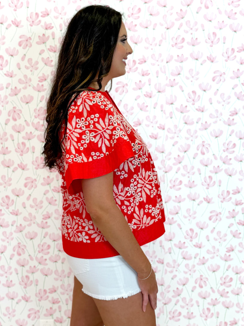 Santa Fe Bloom Embroidered Top