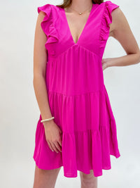 Fuchsia Flair Tiered Dress