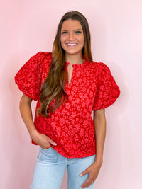 Cherry Bloom Puff Sleeve Top