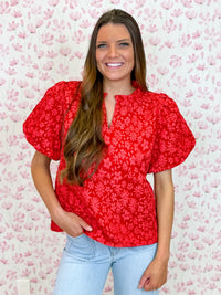 Cherry Bloom Puff Sleeve Top