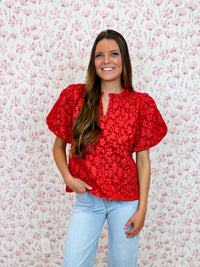 Cherry Bloom Puff Sleeve Top
