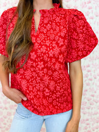 Cherry Bloom Puff Sleeve Top