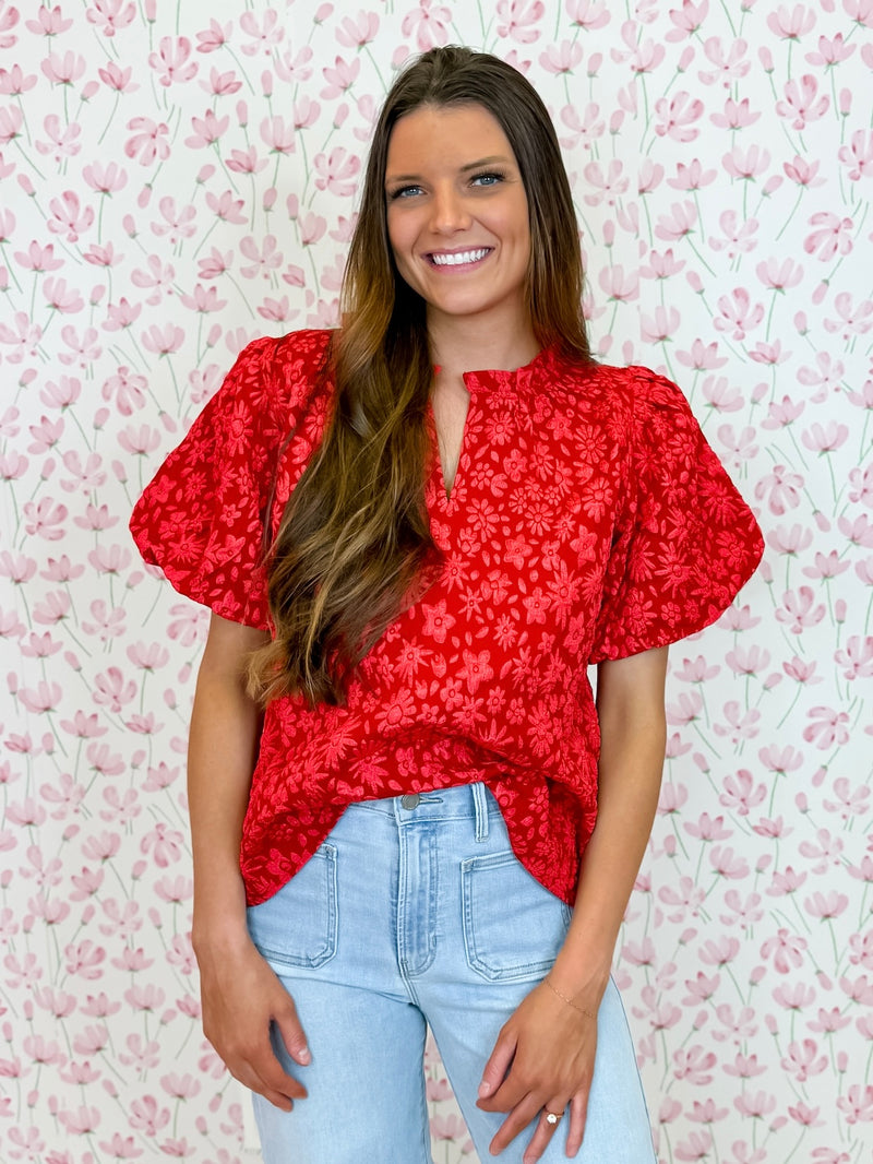 Cherry Bloom Puff Sleeve Top