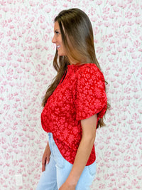 Cherry Bloom Puff Sleeve Top