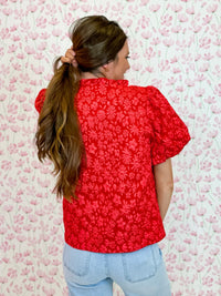 Cherry Bloom Puff Sleeve Top
