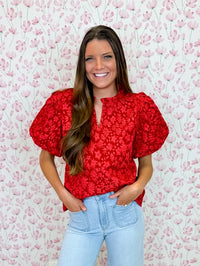 Cherry Bloom Puff Sleeve Top