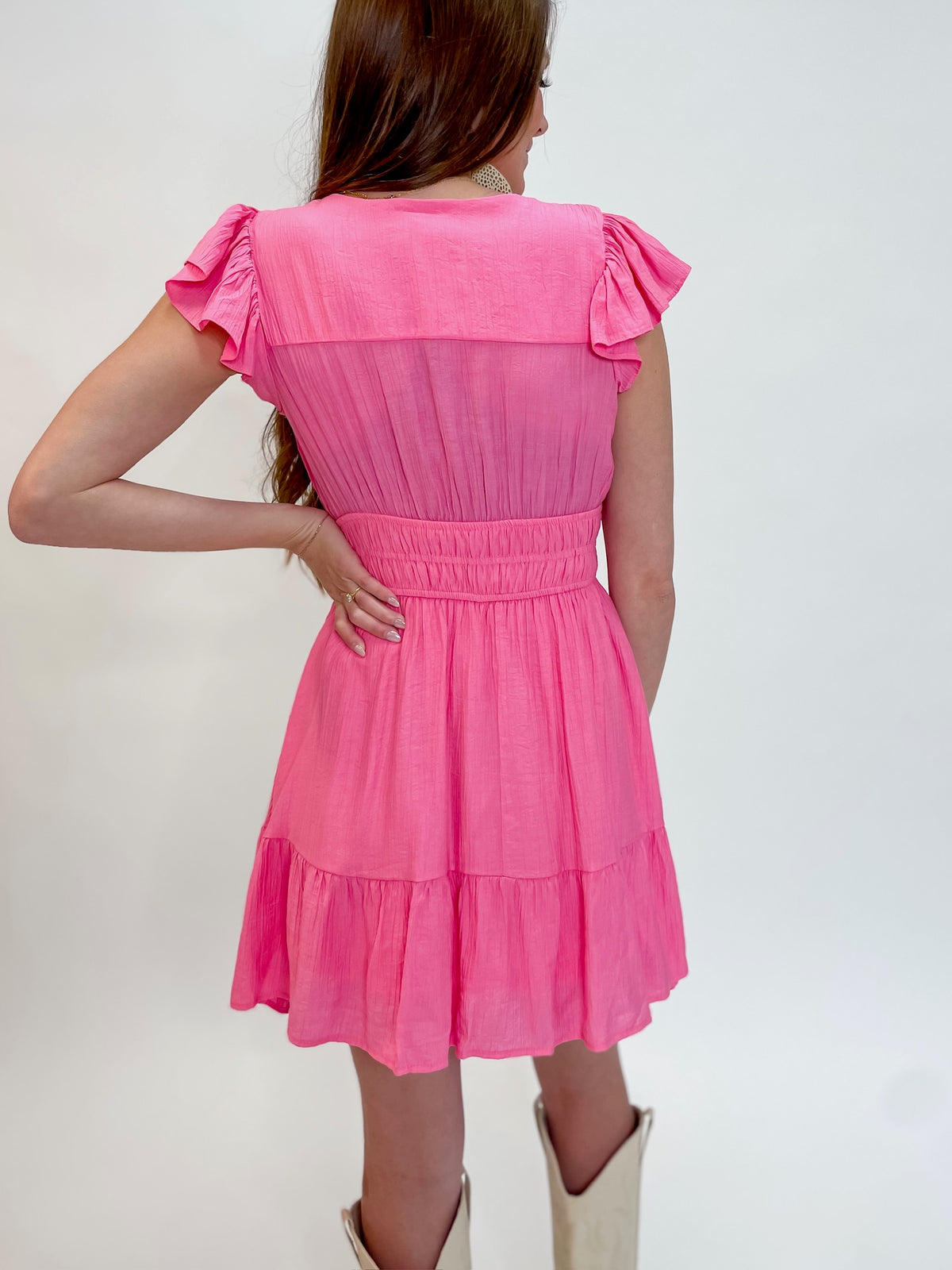 Serene Ruffle Breeze Dress Pink