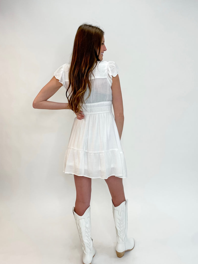 Serene Ruffle Breeze Dress White