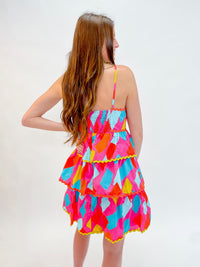 Cheerful Colorburst Cotton Poplin Ruffle Dress