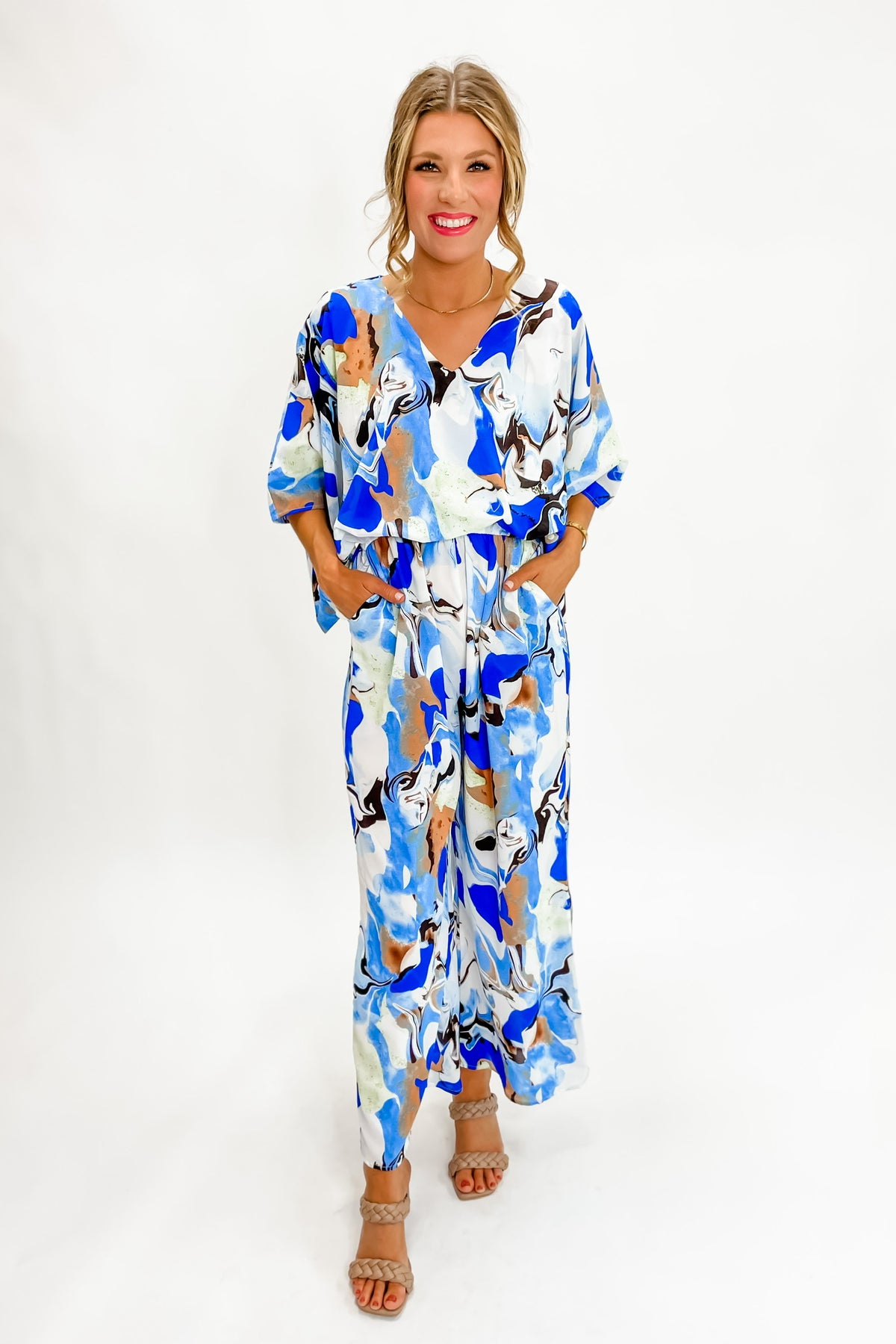 Have Some Fun Watercolor Jumpsuit Blue