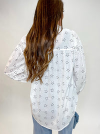 Starry Night Button-Up Blouse White