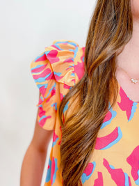 Sunset Safari Ruffle Sleeve Blouse