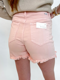 Light Pink Risen Denim Shorts