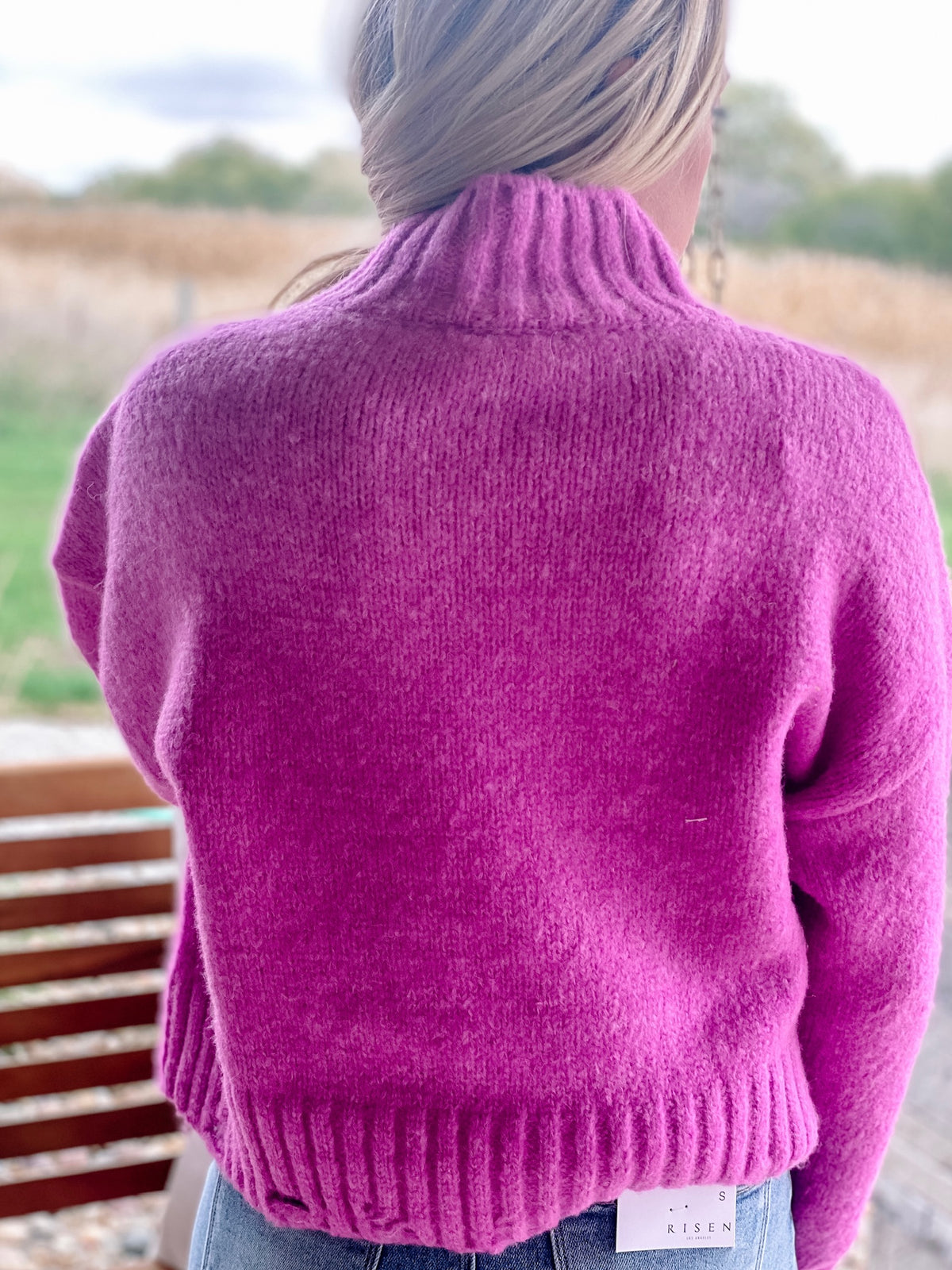 Bright Fuchsia Sweater With Distressed Hem