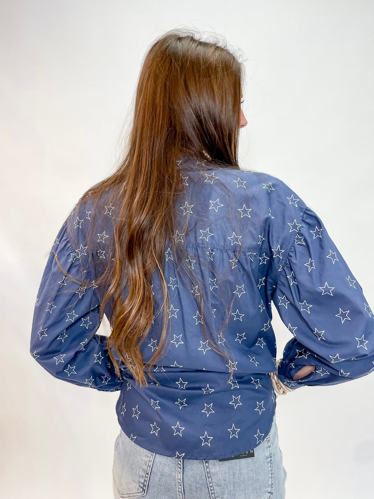 Starry Night Button Front Blouse - Navy