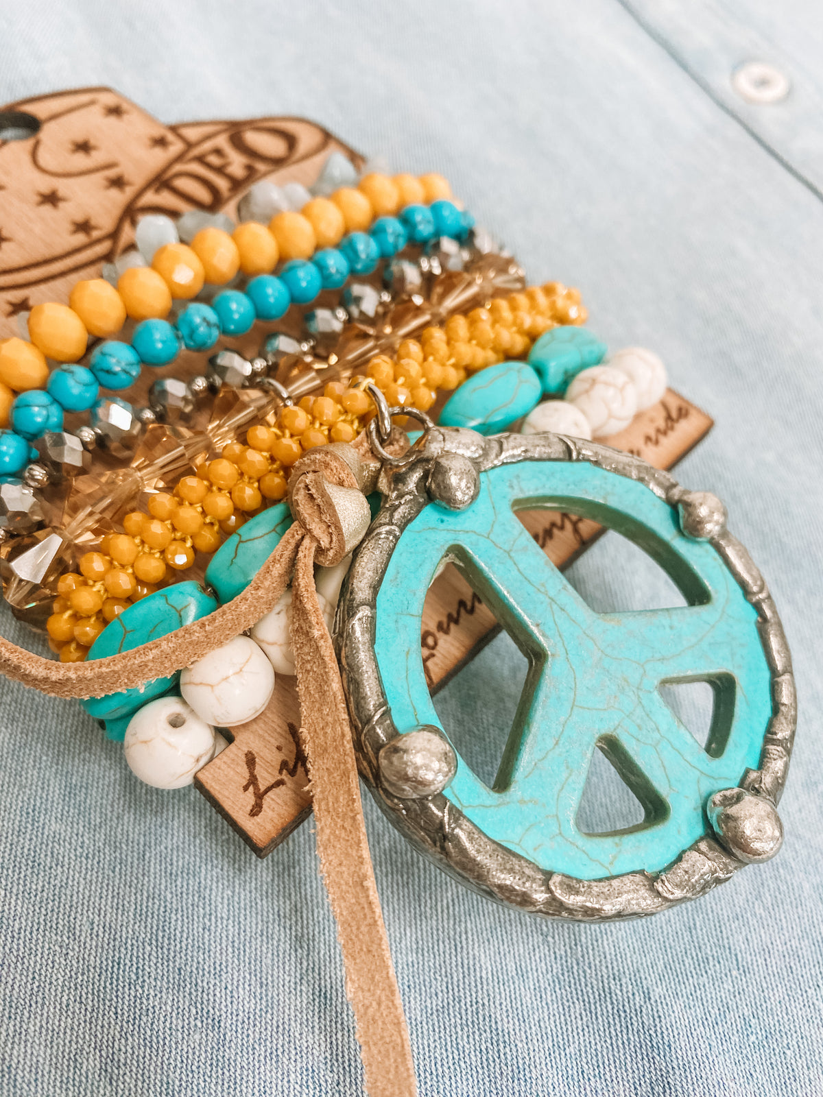 Rodeo Cowgirl Bracelet Set Peace Sign