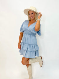 Chambray Breeze Tiered Tencel Dress