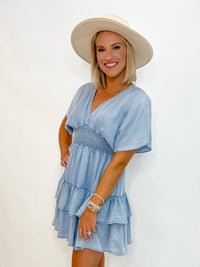 Chambray Breeze Tiered Tencel Dress