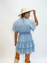 Chambray Breeze Tiered Tencel Dress