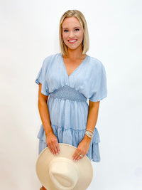Chambray Breeze Tiered Tencel Dress