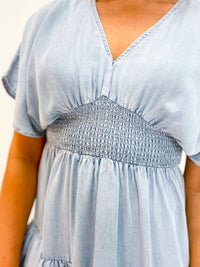 Chambray Breeze Tiered Tencel Dress