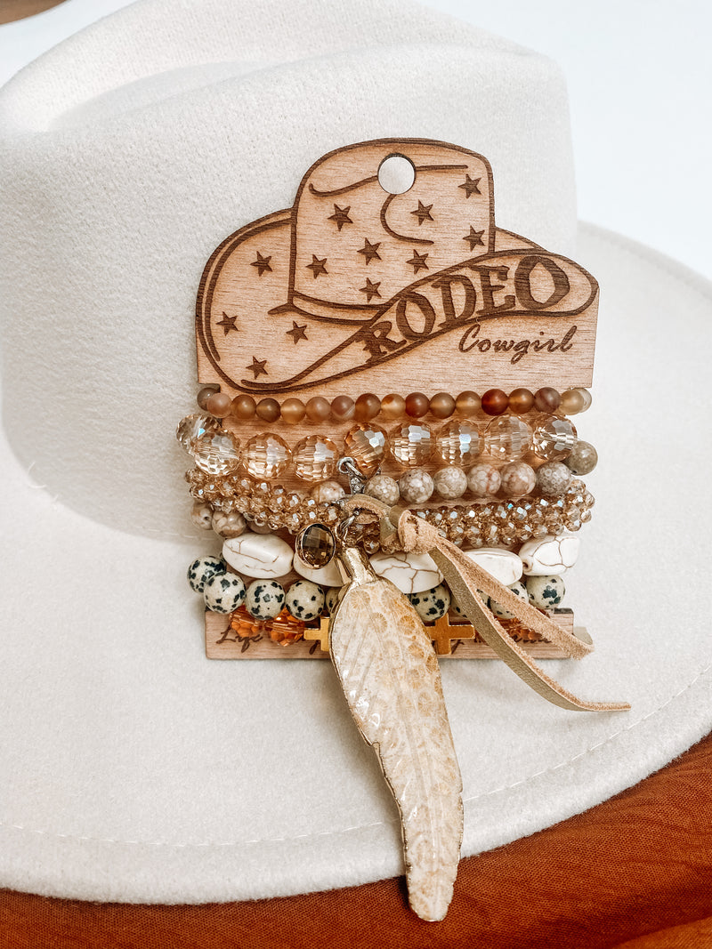 Rodeo Cowgirl Bracelet Set Feather