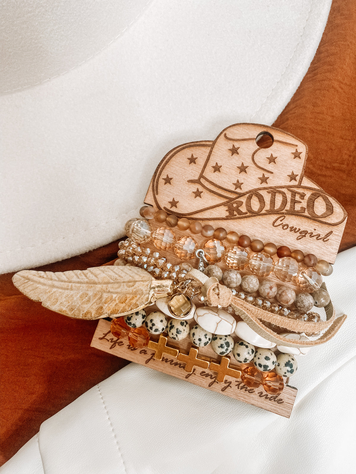 Rodeo Cowgirl Bracelet Set Feather