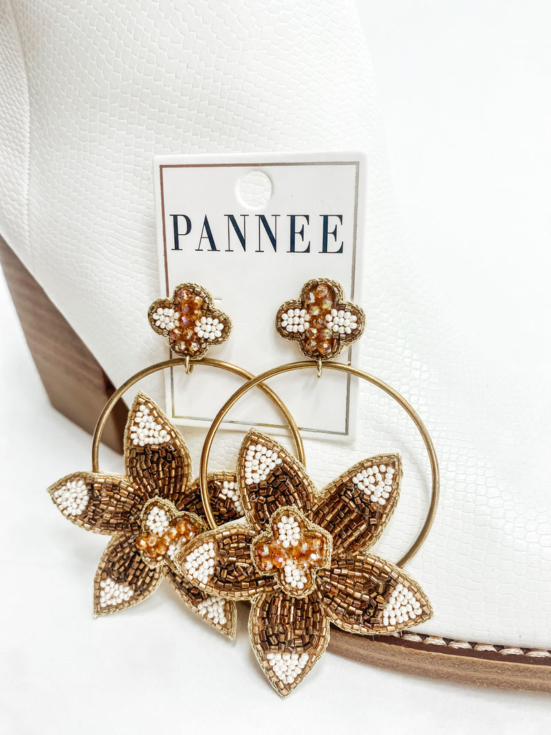 Pannee Flower Gold Hoop Earring