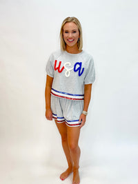 Star-Spangled Sequin Stripe Set Top