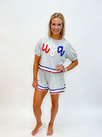 Star-Spangled Sequin Stripe Set Top