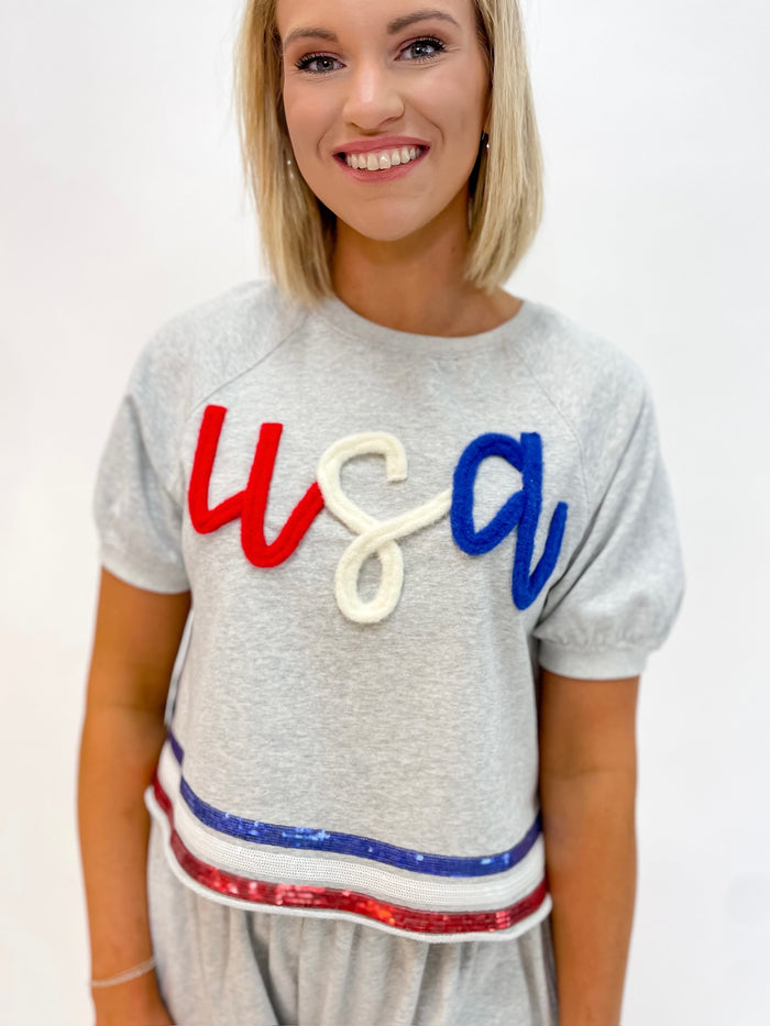 Star-Spangled Sequin Stripe Set Top