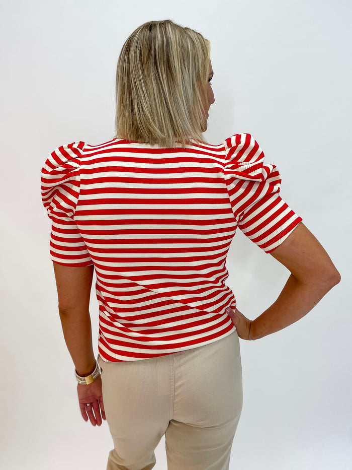 Patriotic Stripe Puff Sleeve Top