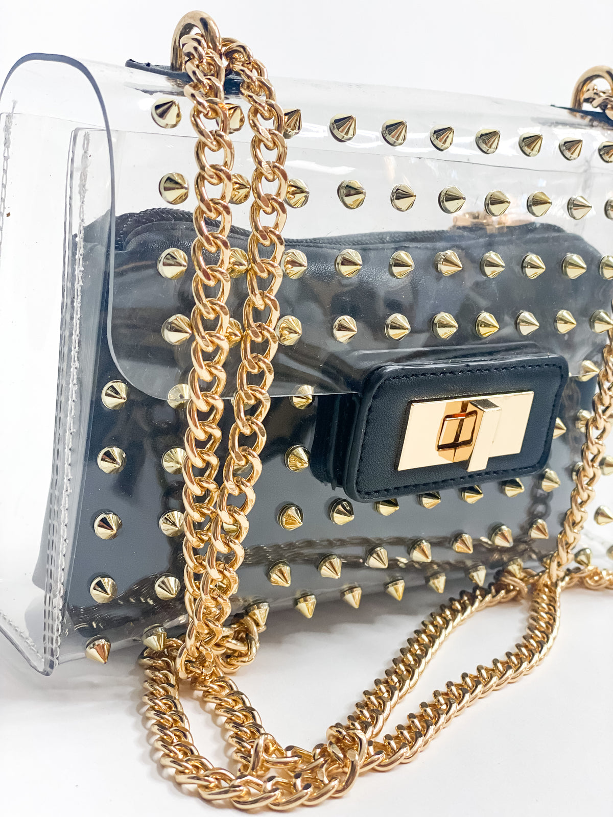 Black and Gold Clear Handbag