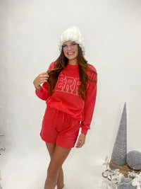 Merry Red Ribbed Shorts