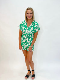 Electric Green Breeze Abstract Romper