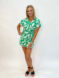 Electric Green Breeze Abstract Romper