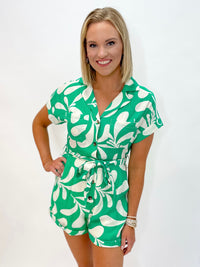 Electric Green Breeze Abstract Romper