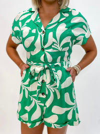 Electric Green Breeze Abstract Romper