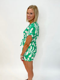 Electric Green Breeze Abstract Romper