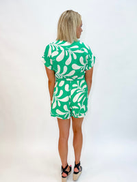 Electric Green Breeze Abstract Romper