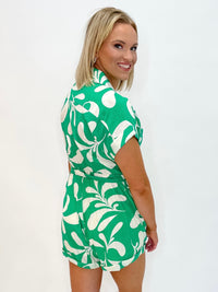 Electric Green Breeze Abstract Romper